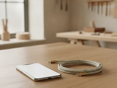 Meşe üzerinde ekranı parlayan telefon